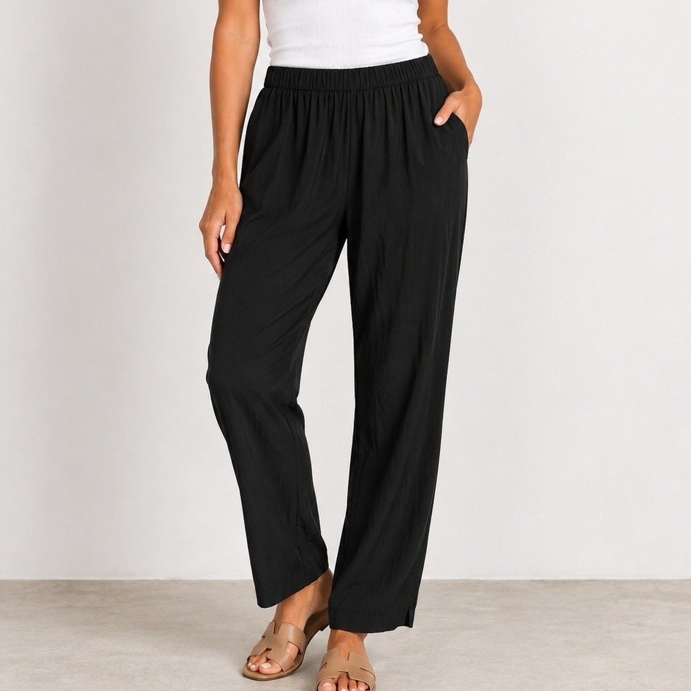 Eileen Fisher Silk Georgette Crepe Tapered Pants Quiet Luxury Old Money Preppy